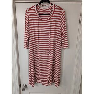 Latched Mama Striped Nursing Dress Pockets 1X Women casual comfort ease